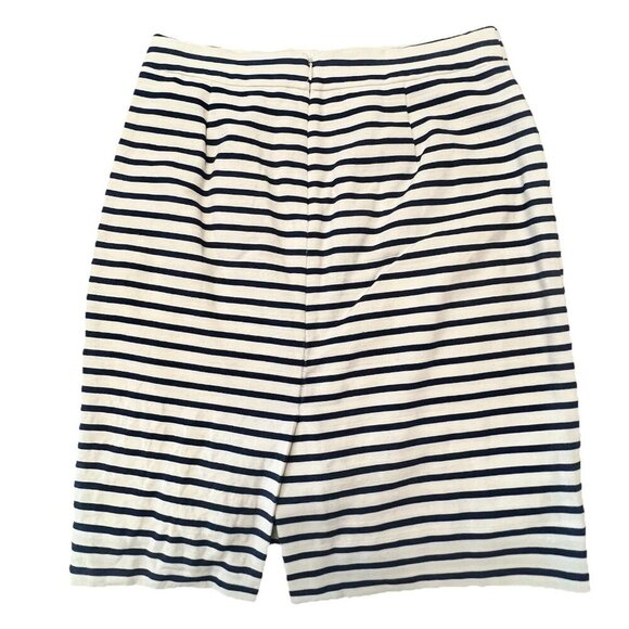 J.Crew Women’s The Pencil Skirt Size 6 White Navy Blue Stripe Cotton Linen Blend - Picture 2 of 8
